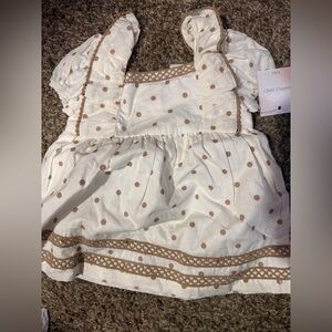 Charming Polka Dot Kids Dress in Cream and Brown